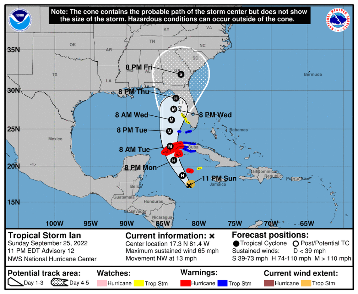 The National Hurricane Center issued on Sunday night a tropical storm watch for the west coast of Florida and a tropical storm warning for the Lower Keys.