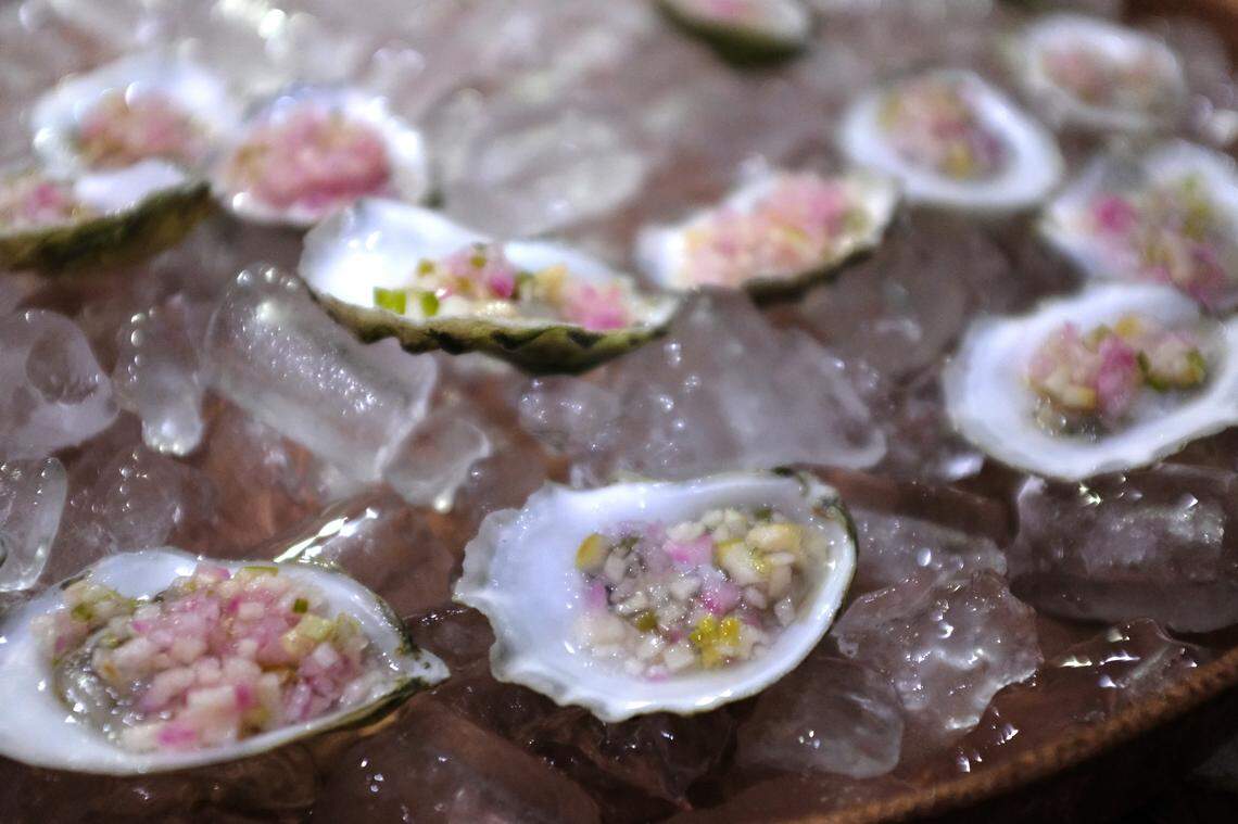 Among the signature features of the renovated Red Fish restaurant will be an oyster bar, with oysters such as the Hama Hama Calvo previewed, which were flown in from the west coast.