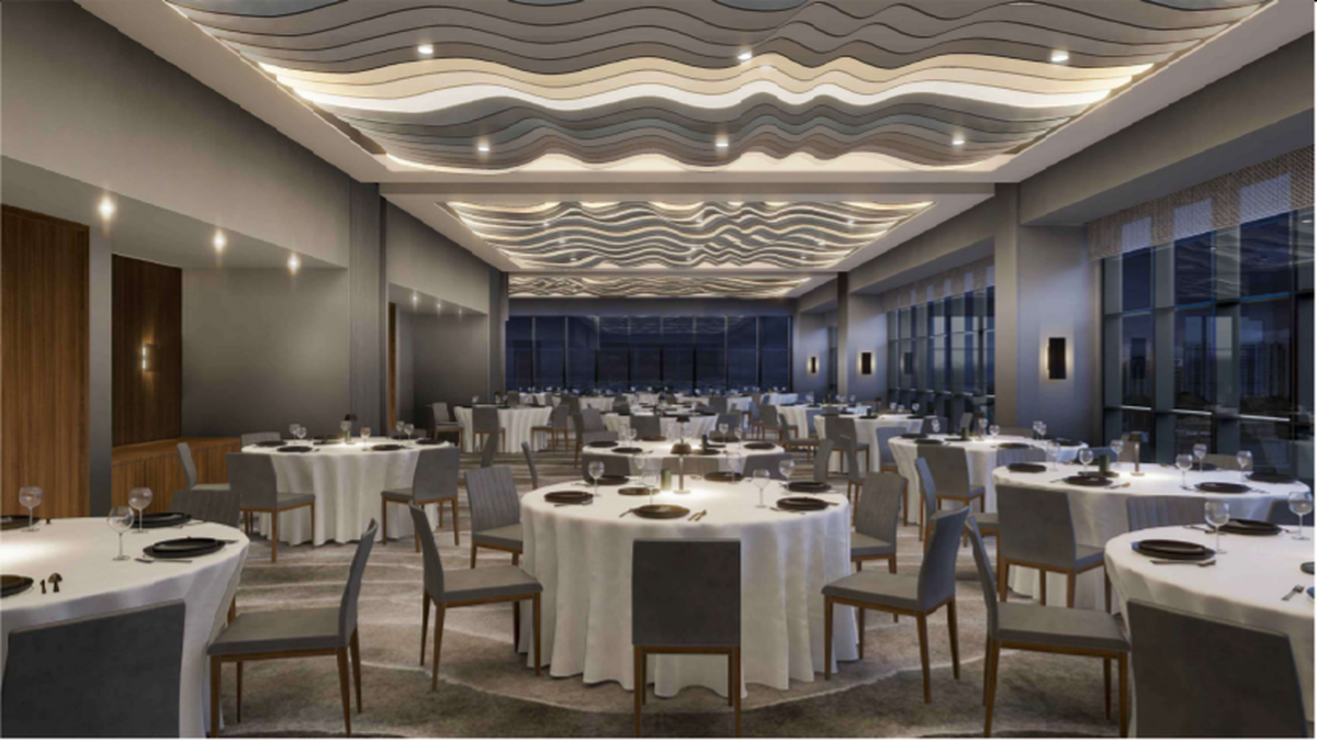 Just like in Specialty Restaurants Corporation’s Rusty Pelican restaurant on Virginia Key, Sweetwater’s will have a banquet area. Above: A rendering of the formal entertainment space in Sweetwater’s.