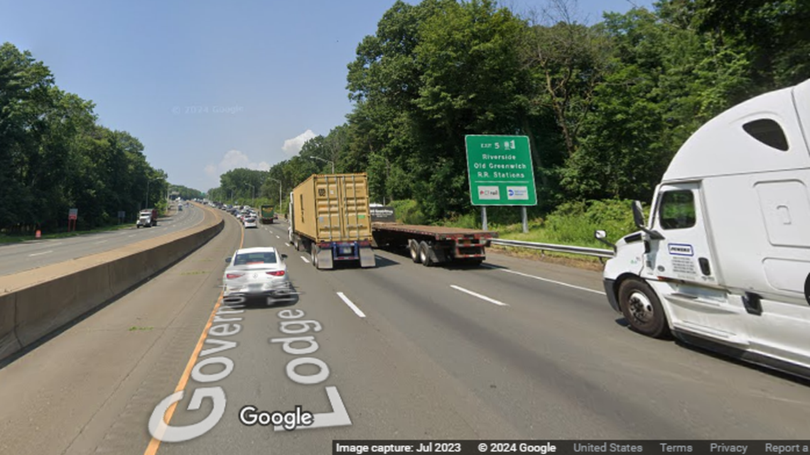 The crash happened near Exit 5 on I-95 in Greenwich, Connecticut, where the truck ran down an embankment.