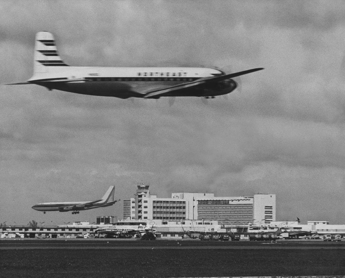 A Northeast airliner at Miami’s airport in 1959.