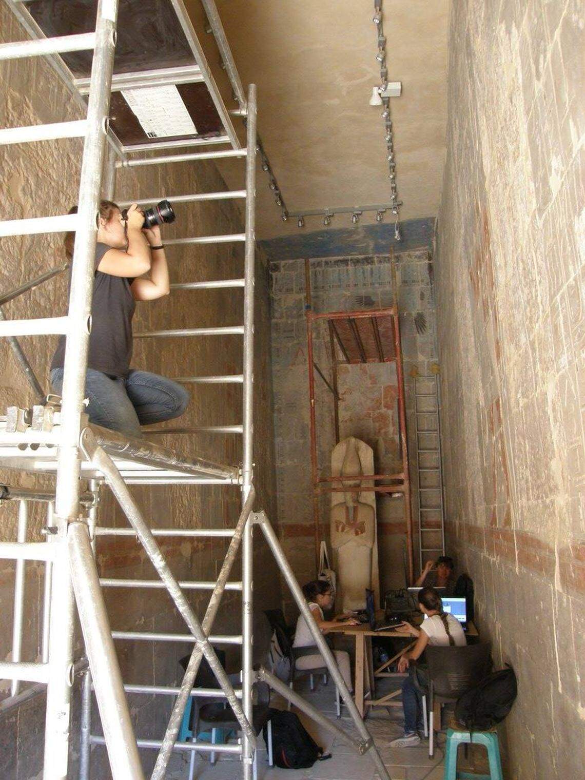 A 2017 photo shows documentation work in the Northern Room of Amun.