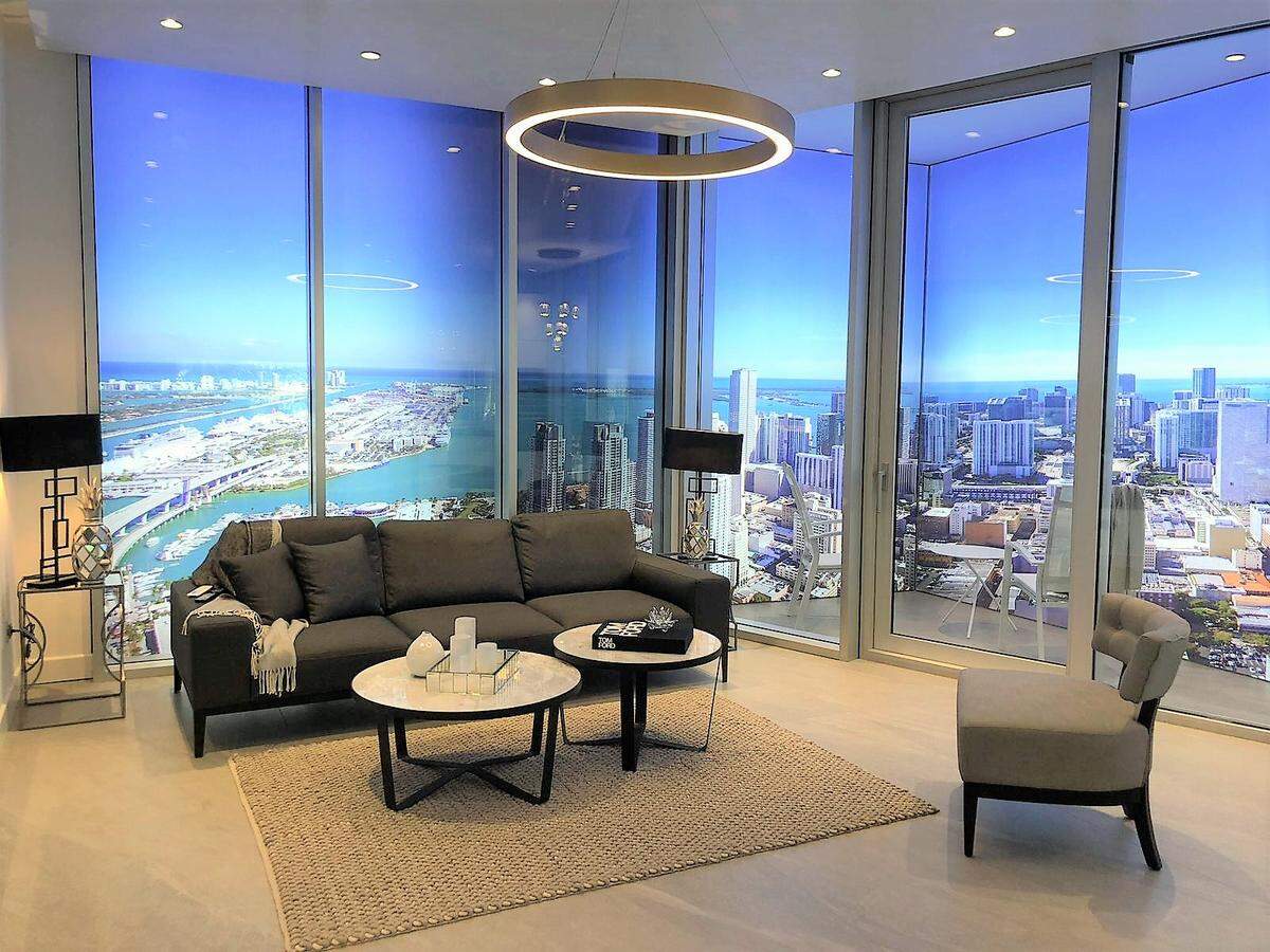 Interior of the 3,000 square foot Okan Tower sales gallery in Istanbul. The developer is marketing its downtown Miami condo/hotel tower directly to buyers in Turkey.