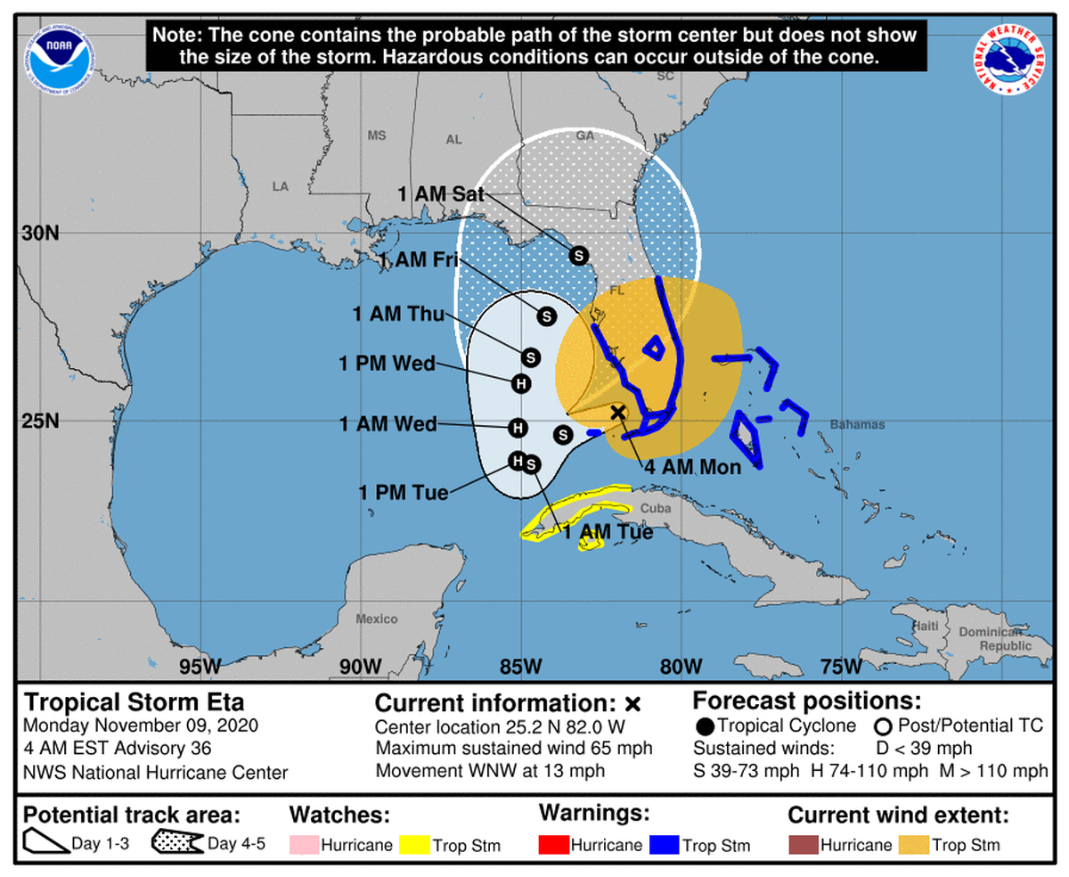 Tropical Storm Eta at 4 a.m. Monday