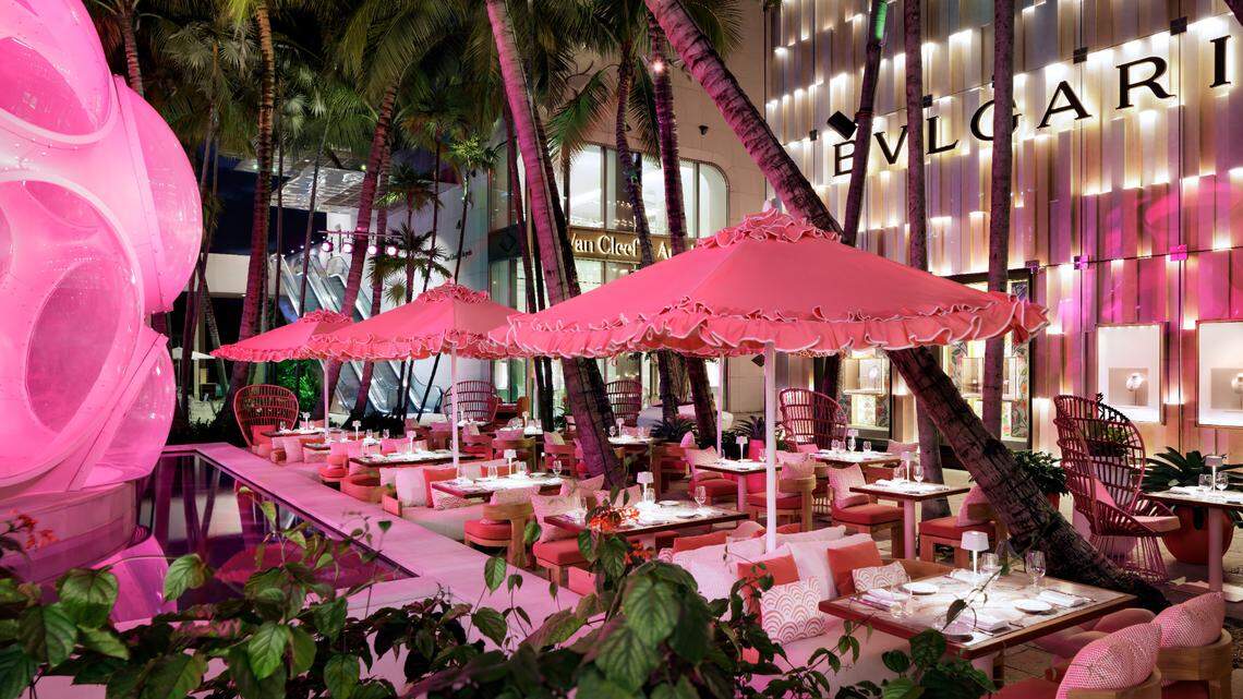 Sofia in the Design District also has outdoor seating, right next to Buckminster Fuller’s iconic Fly’s Eye Dome on the Palm Court.