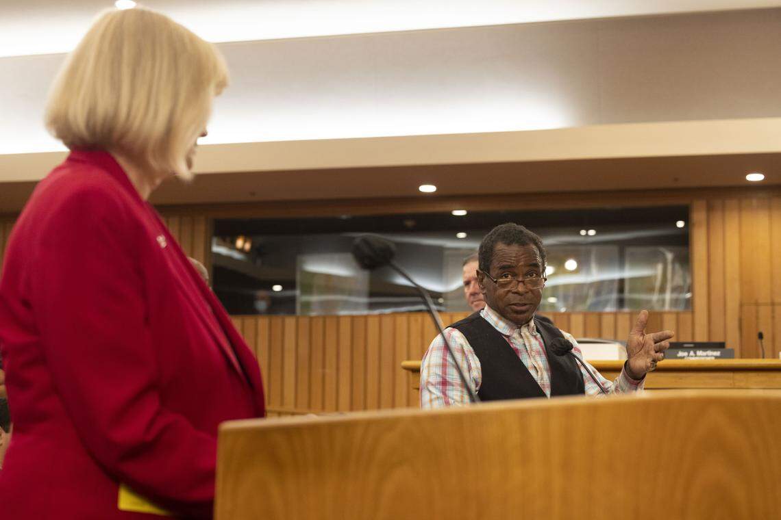 Roy Hardemon, former Florida State Representative, speaks during the first Miami-Dade county budget hearing on Thursday, Sept. 8, 2022, at the Stephen P. Clark Government Center in Downtown Miami. Hardemon asked for additional funds. 