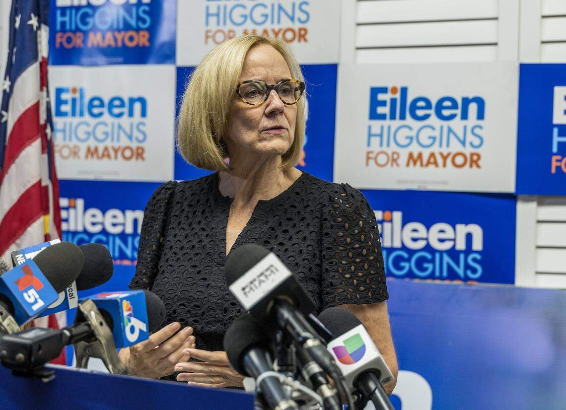 City of Miami Mayor Eileen Higg-elect Eileen Higgins speaks during her first press conference as mayor at her campaign headquarters in Little Havana, on Wednesday, December 10, 2025.