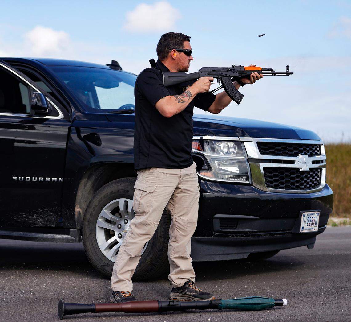 A law enforcement officer participates in drills as the U.S. State Department’s Diplomatic Security Service is providing dignitary protection training to law enforcement partners from the Miami-Dade Police Department, the City of Miami Police Department, and the Broward County Sheriff’s Office at Miami-Dade Public Safety Training Institute on Wednesday, Nov. 10, 2021, in Doral, Florida.