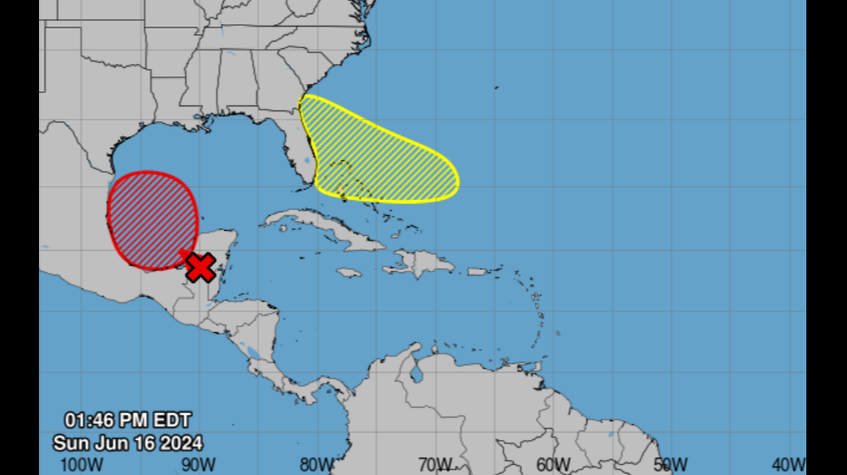 The National Weather Service’s tracking of the two disturbances that could turn into tropical depressions