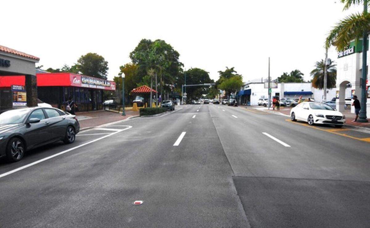 PlusUrbia’s plan visualized what Calle Ocho&nbsp;could&nbsp;look like if cars did not dominate the wide, three-lane, one-way street. Instead, the proposal would return the vibrant strip back into the two-way, two-lane road that it was before the late 1960s.