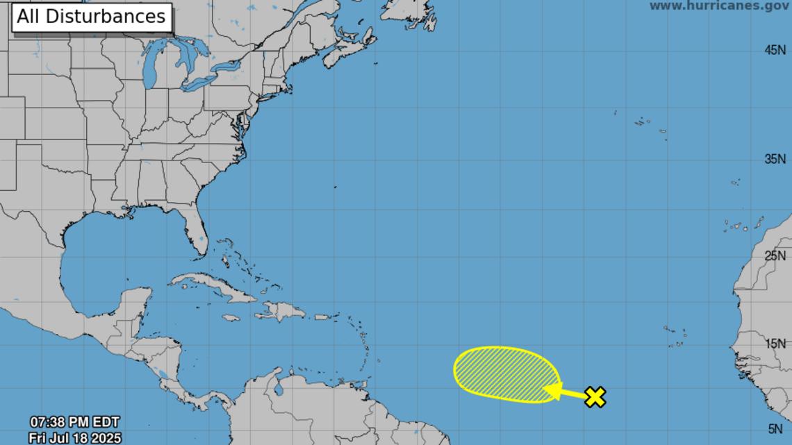 Forecasters track far-off Atlantic tropical system with low chance of strengthening