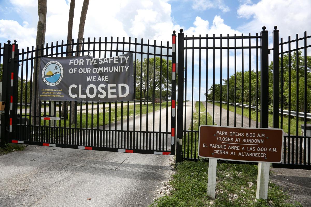 Oleta River State Park in North Miami remained closed during the first day of Memorial Day Weekend, Saturday, May, 23, 2020.