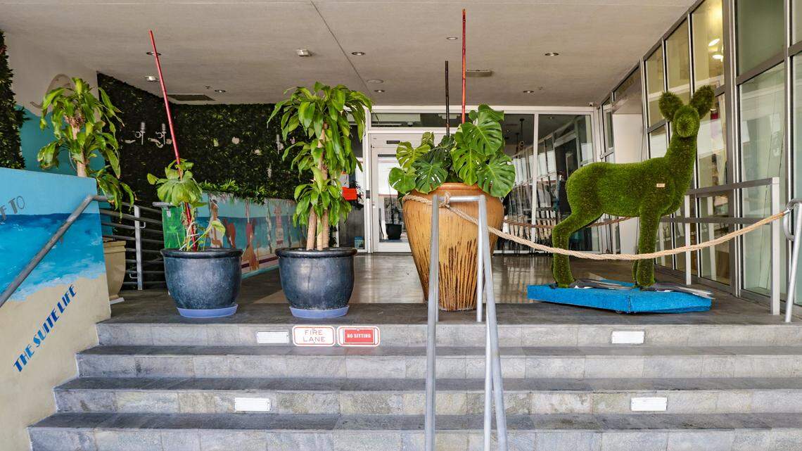 The Z OCEAN HOTEL is closed with the front steps obstructed along Collins Avenue, Wednesday, September 10, 2025 on Miami Beach.