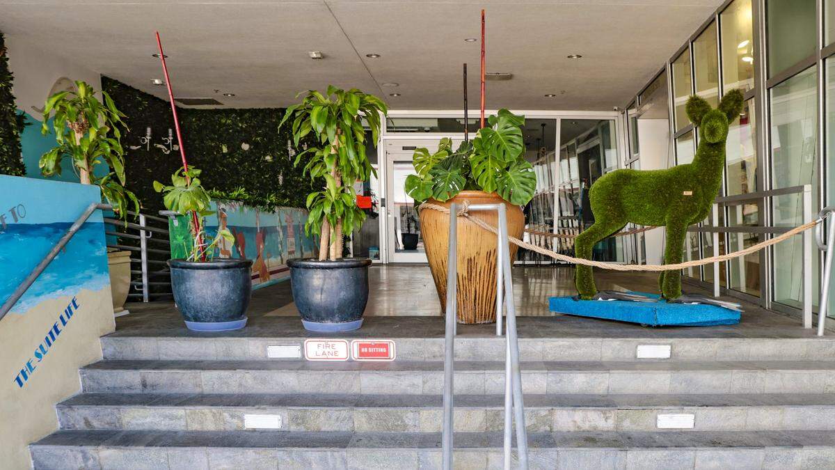 The Z OCEAN HOTEL is closed with the front steps obstructed along Collins Avenue, Wednesday, September 10, 2025 on Miami Beach.