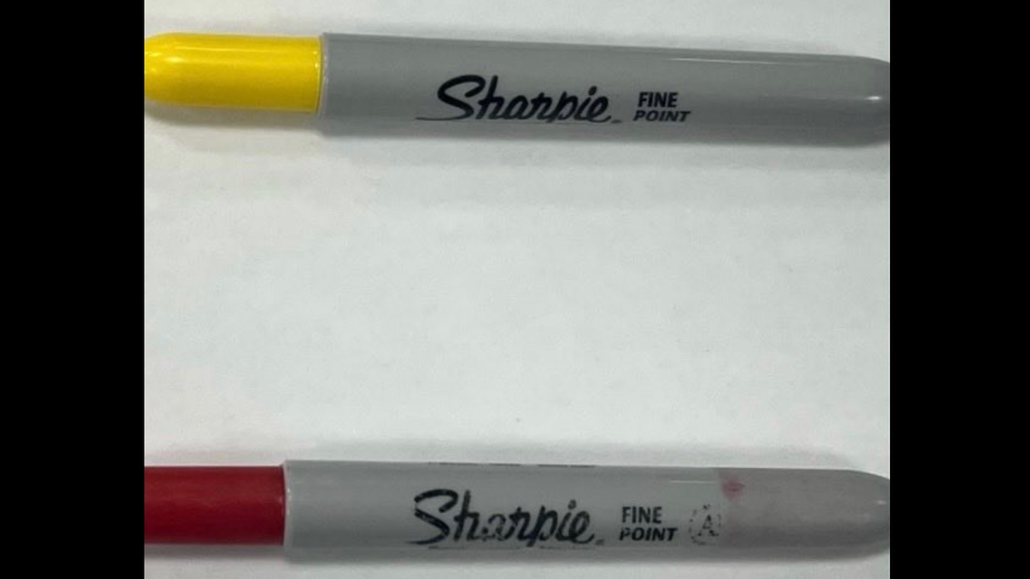 Two Sharpies were in the bag — but one didn’t look quite right, the agent said.