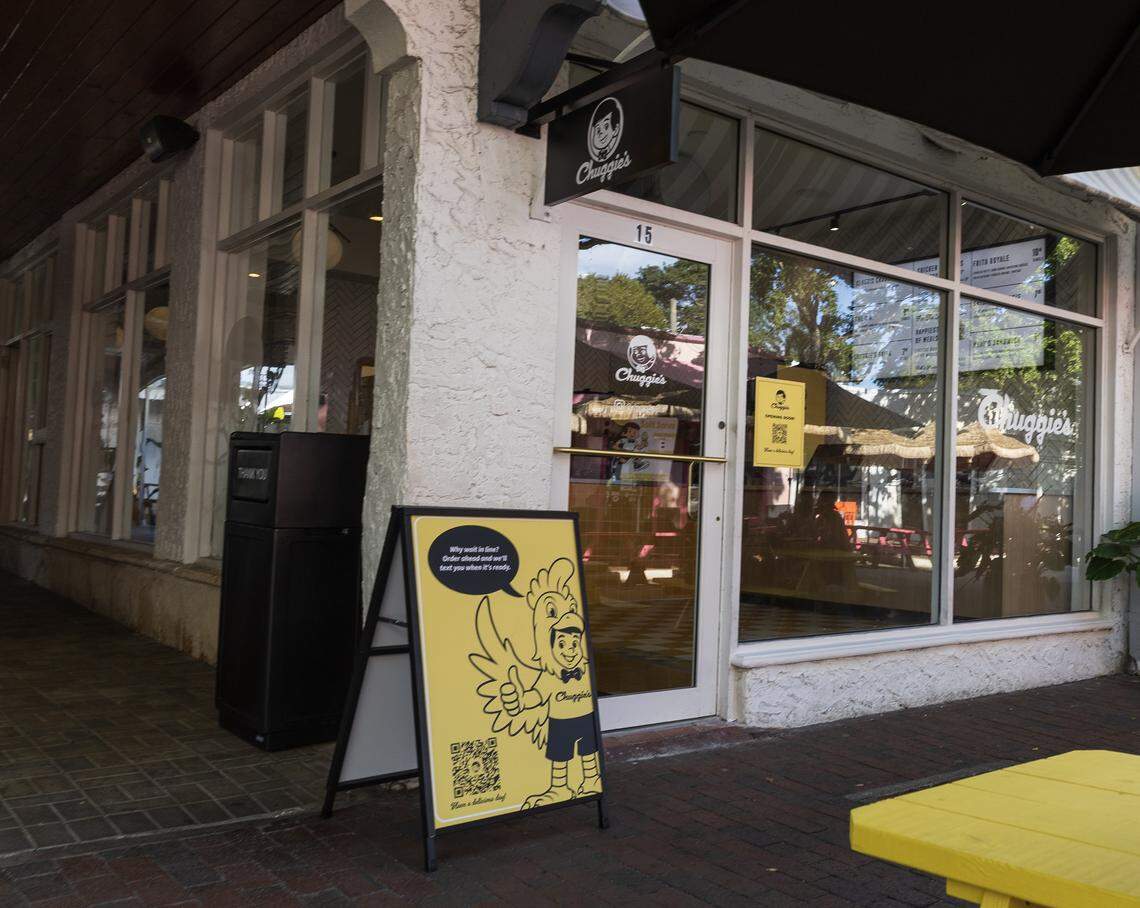 Outside view of the new burger spot Chuggie's in Coconut Grove by Chef and restauranteur Michael Beltran, on Friday, November 14, 2025.