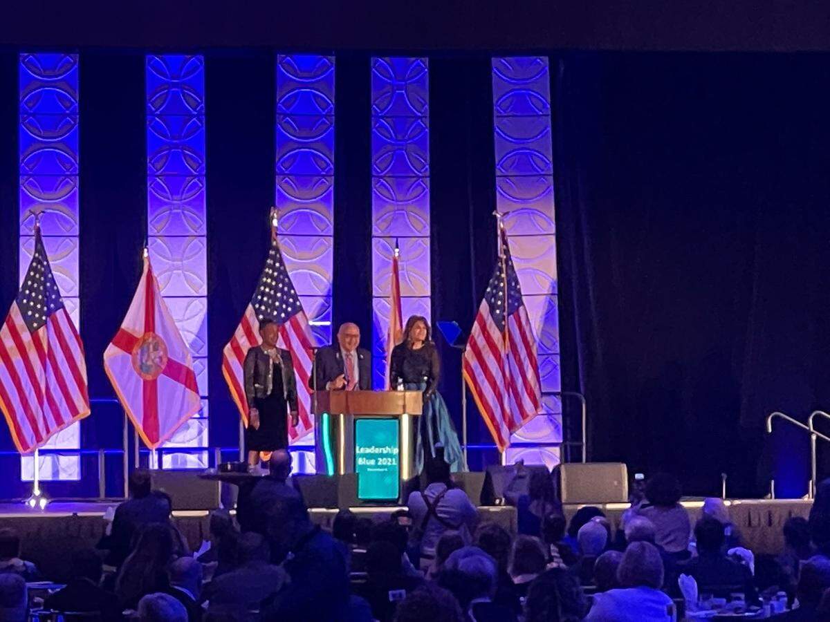 Democratic Sens. Victor Torres, Audrey Gibson and Annette Taddeo give remarks at the Florida Democratic Party’s annual Leadership Blue conference in Orlando.