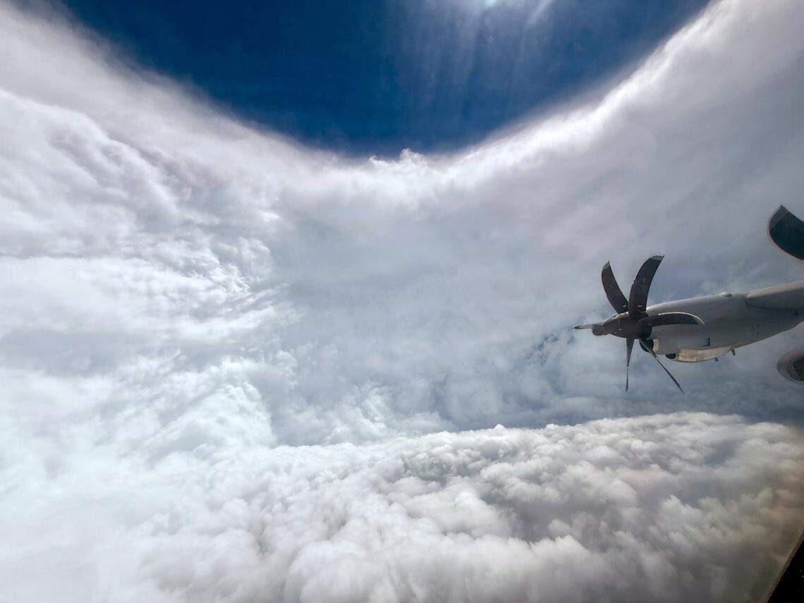In this handout image released by the U.S. Air Force, a A U.S. Air Force Reserve crew from the 53rd Weather Reconnaissance Squadron, known as the "Hurricane Hunters," flies through Hurricane Melissa on October 27, 2025 over the Caribbean Sea. (Photo by Lt. Col. Mark Withee/U.S. Air Force)