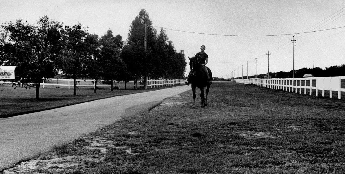 A resident and horse in 1974 in Coral Springs.