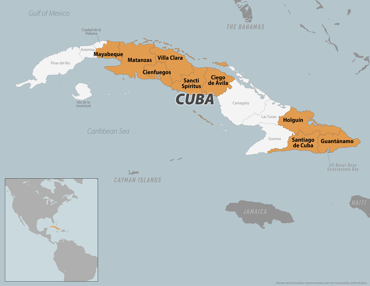 A CDC map shows areas in Cuba that have reported cases of Oropouche.