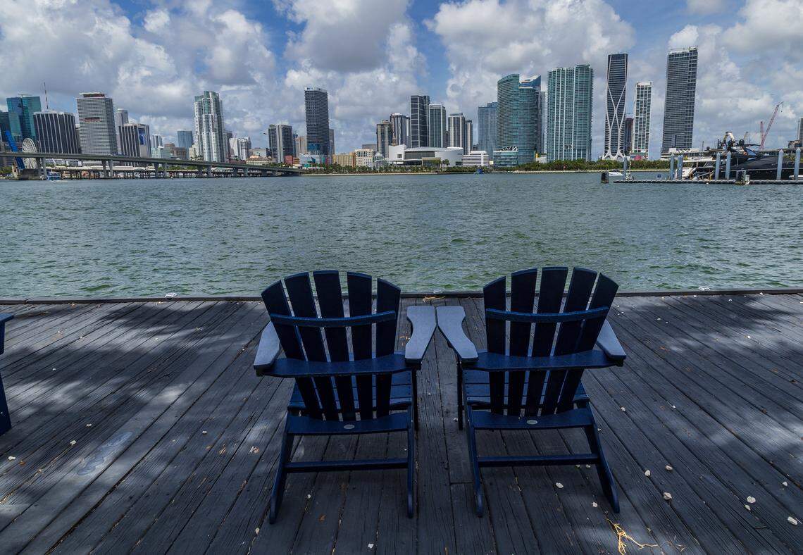 View of the downtown Miami skyline, from Watson Island, on Wednesday July 31, 2024.