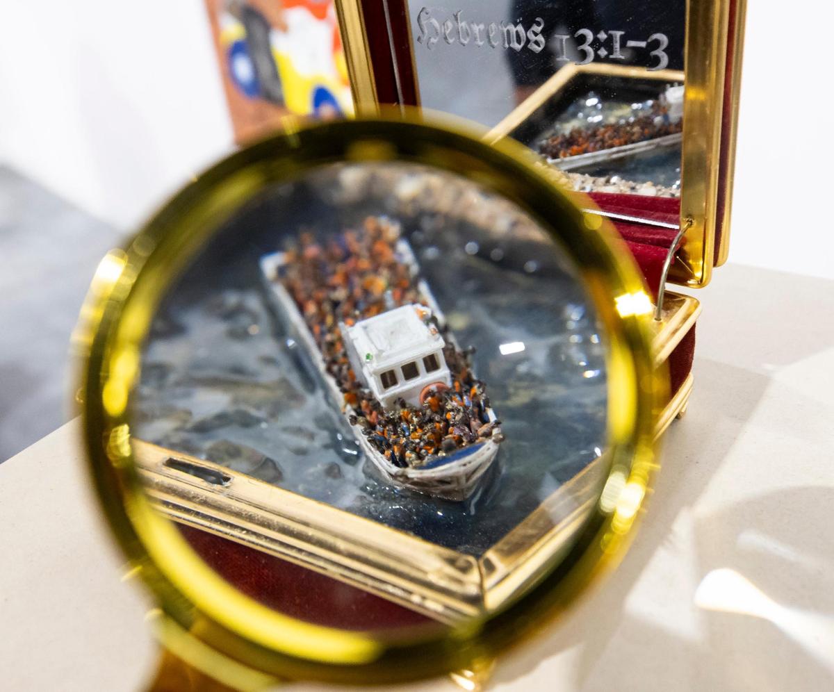 ‘Deluge XI’ by Curtis Talwst Santiago is presented by Rachel Uffner during Art Basel at the Miami Beach Convention Center on Wednesday, Dec. 4, 2024, in Miami Beach, Fla.