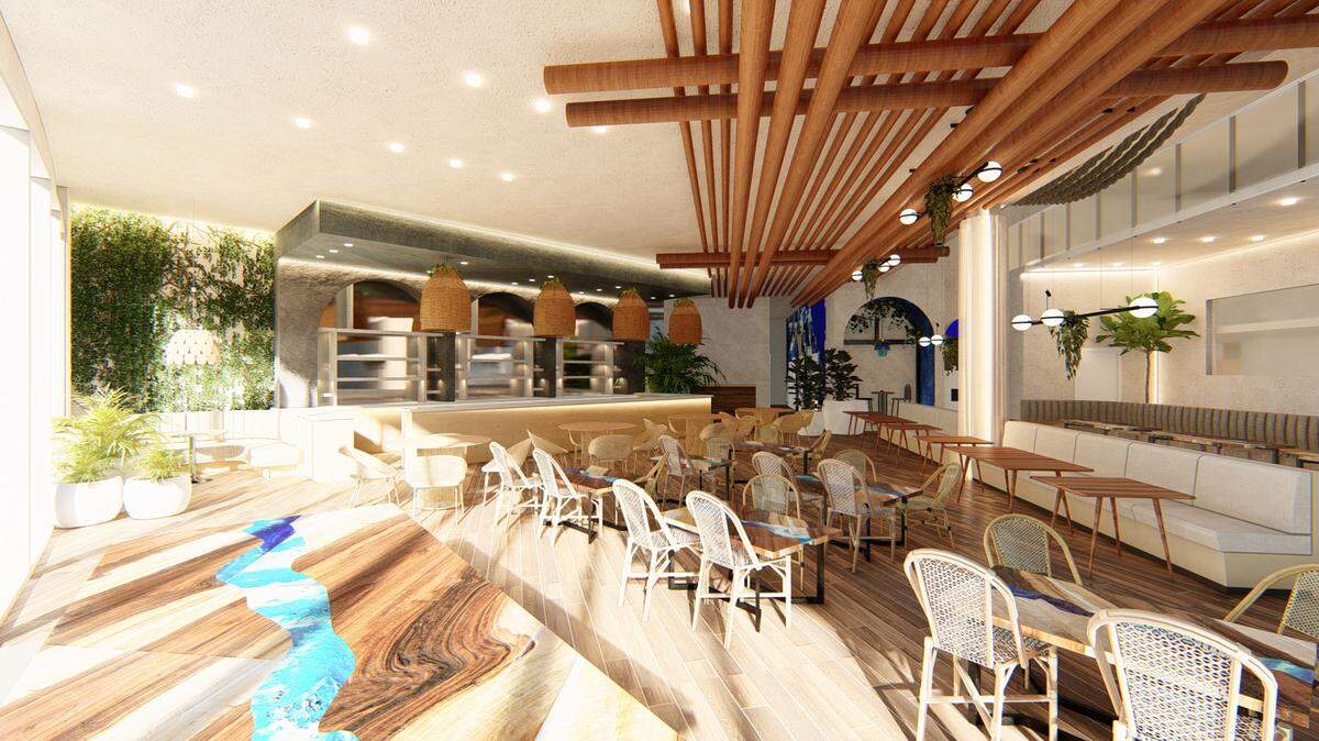 Heaven Mykonos has a lounge vibe and a Mediterranean menu.