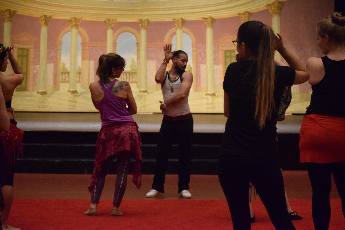 Kareem GaD teaches a class Egyptian Baladi at Scottish Rite Temple in Miami.
