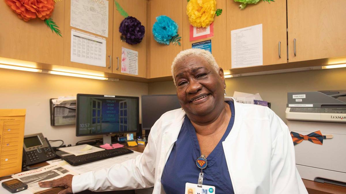 Barbara Williams has worked at Memorial Healthcare System in Broward since 1969. She was assigned to the emergency department in the 1970s and was promoted to the department’s assistant head nurse in the 1980s, the first Black person in that position. She now chairs the department’s process improvement team at Memorial Miramar.