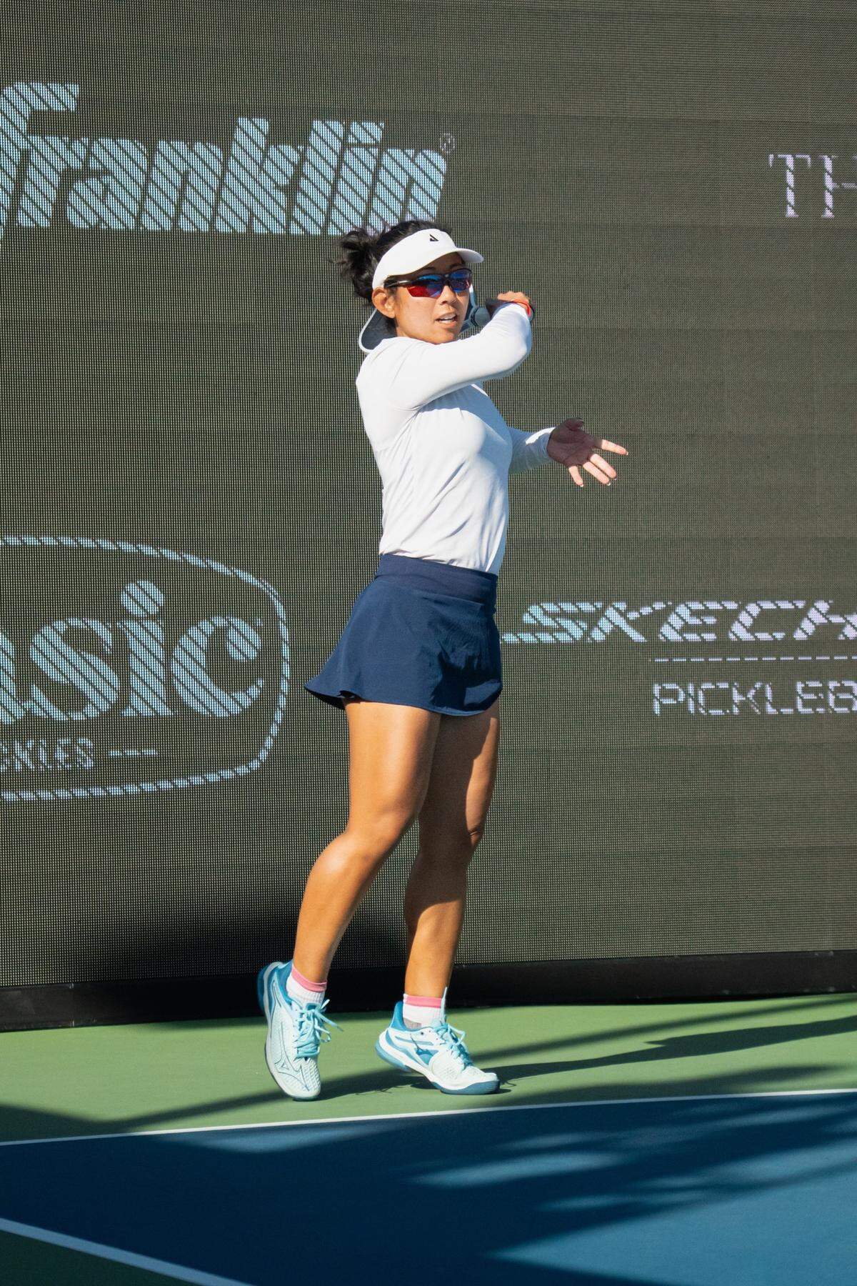 Top professional pickleball players like Bobbi Oshiro are wearing protective goggles during competitions.