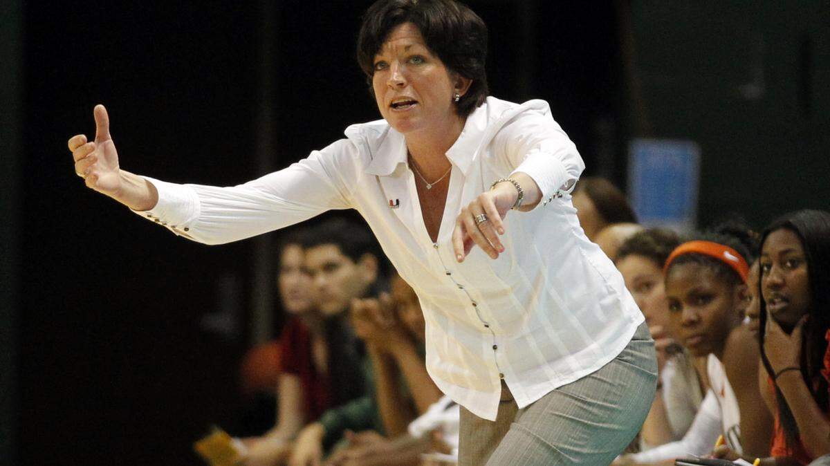 University of Miami coach Katie Meier is a legend at Duke, where she starred in the late 1980s, but she will put nostalgia aside when the Hurricanes play the Blue Devils at Cameron Indoor Arena on Thur. Jan. 17, 2019.