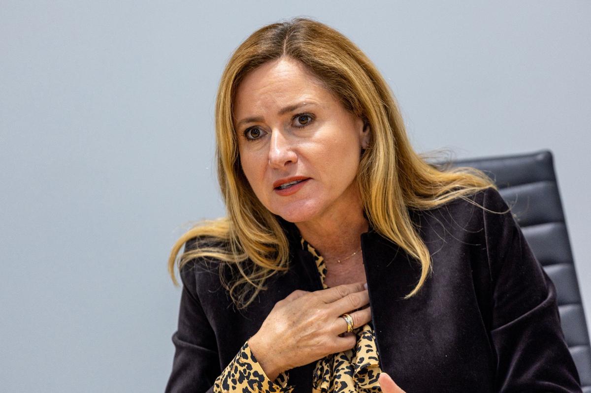 U.S. Senate Democratic candidate and former U.S Representative Debbie Mucarsel-Powell speaks with the Miami Herald’s Editorial Board during an interview on Monday, September 16, 2024, in Miami, Fla.