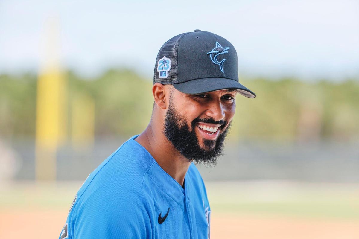 Miami Marlins pitcher Sandy Alcantara after a workout at Roger Dean Chevrolet Stadium in Jupiter, Florida on Thursday, February 16, 2023.