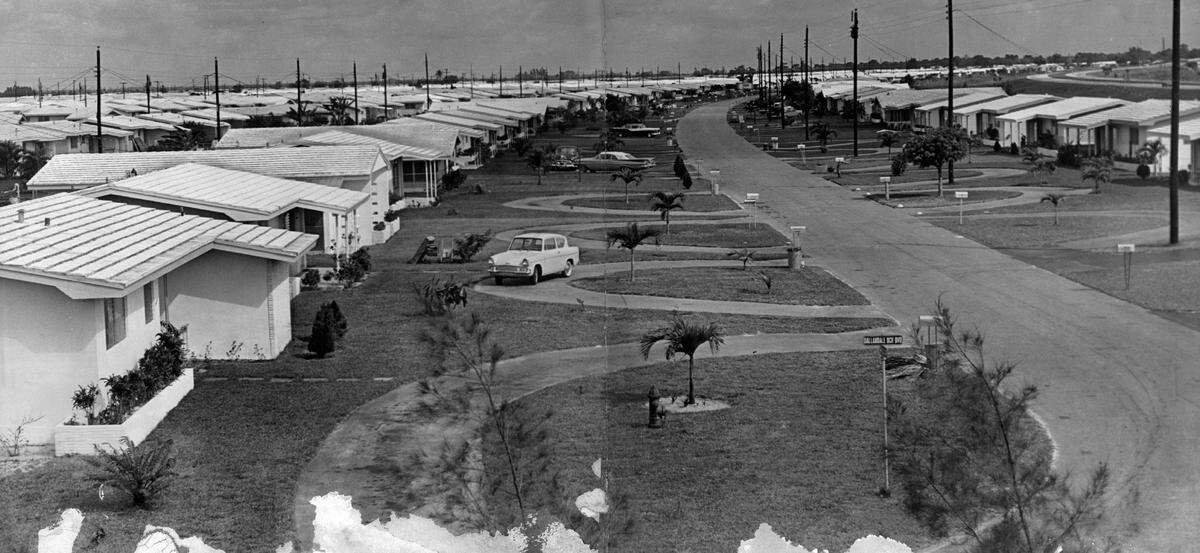 Recognize this neighborhood? Here’s a typical neighborhood street scene in Miramar taken in 1961, when the population was 7,000 and houses started at $9,000 to attract retired families.
