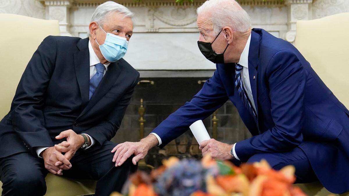 FILE - President Joe Biden meets with Mexican President Andrés Manuel López Obrador in the Oval Office of the White House in Washington, Nov. 18, 2021.