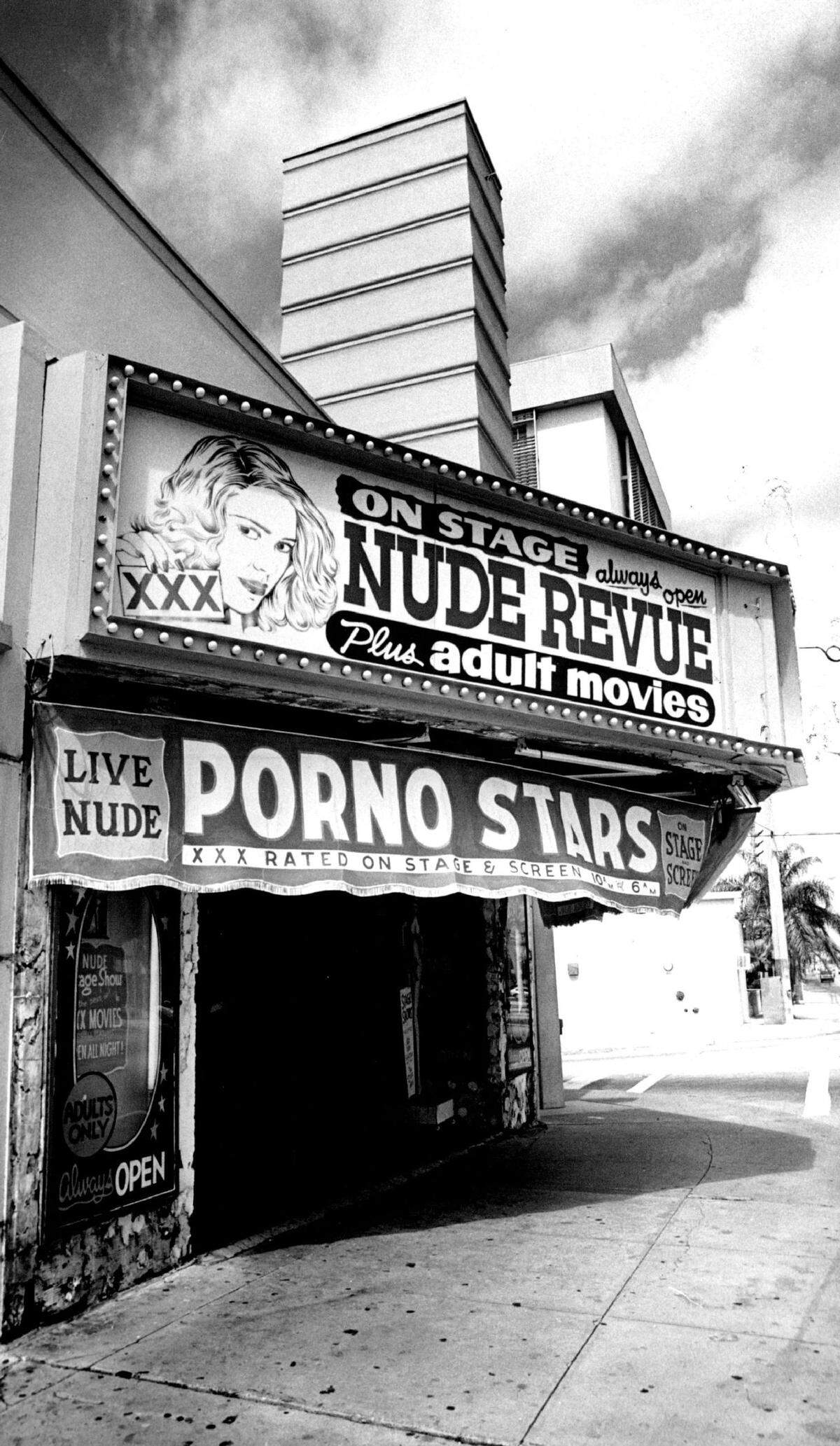 The facade of the Pussycat Theater at 79th Street and Biscayne Boulevard.