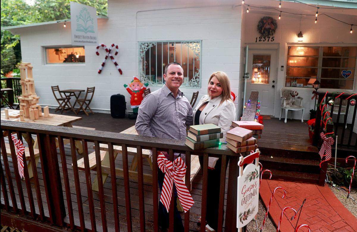 Patricia Medina and Jesus Castellat are the owners of the recently opened Sweet Heaven Book Store at Cauley Square.