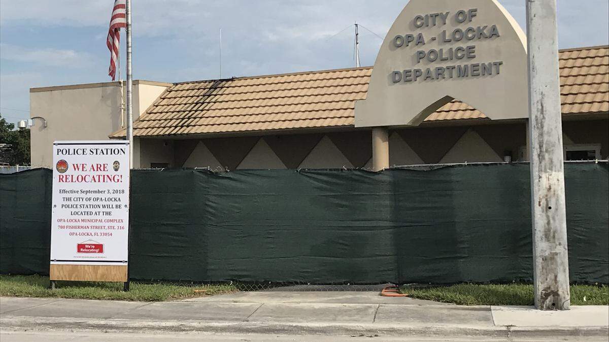 Opa-locka’s police department building on Ali Baba Avenue was shuttered in 2018 due to leaky rain water and mold. But the city left behind blood and DNA evidence in a non-air conditioned room there.