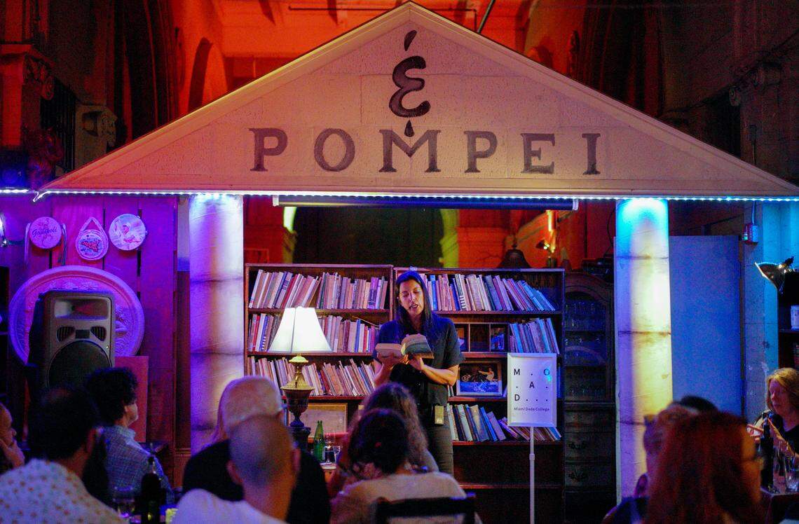 APRIL 24, 2019---MIAMI, FLORIDA---Writer Patricia Engel during a reading from her book The Veins of the Ocean at Soya and Pomodoro Restaurant in downtown Miami as part Miami Dade College’s  Museum of Art and Design series.(Photo by Angel Valentin/Freelance).