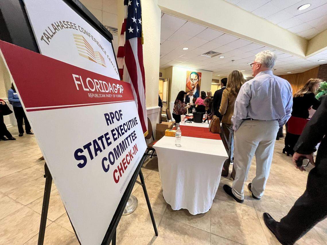 Republicans from around the state flocked to Tallahassee on Monday, Jan. 8, 2024, for a meeting on the party’s future leadership. Representatives from each county’s Republican Party plus legislative leaders, statewide elected officials and members of Congress all participated in the vote.