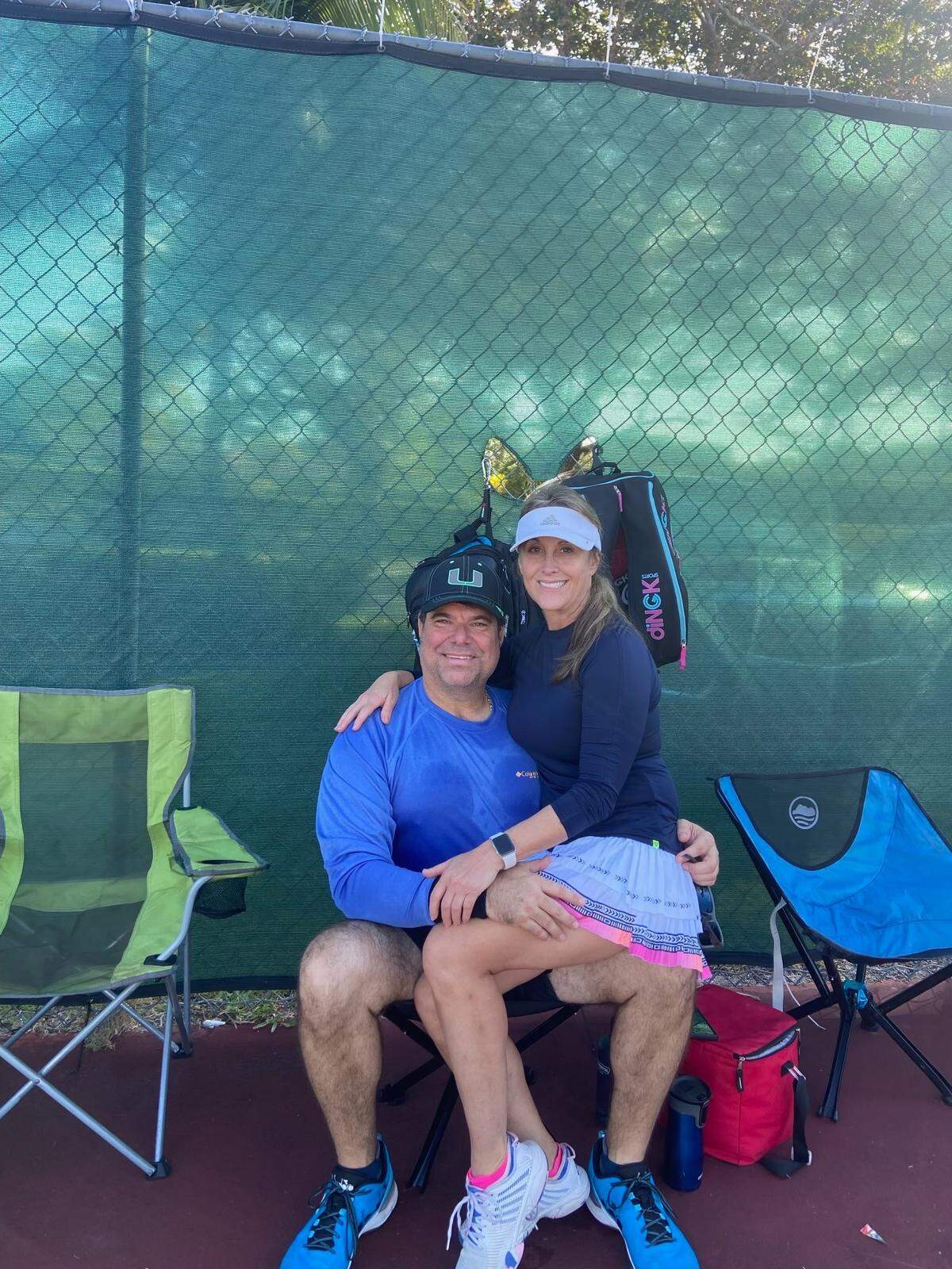 Ron Ayala and Joan Sturge met while playing pickleball.