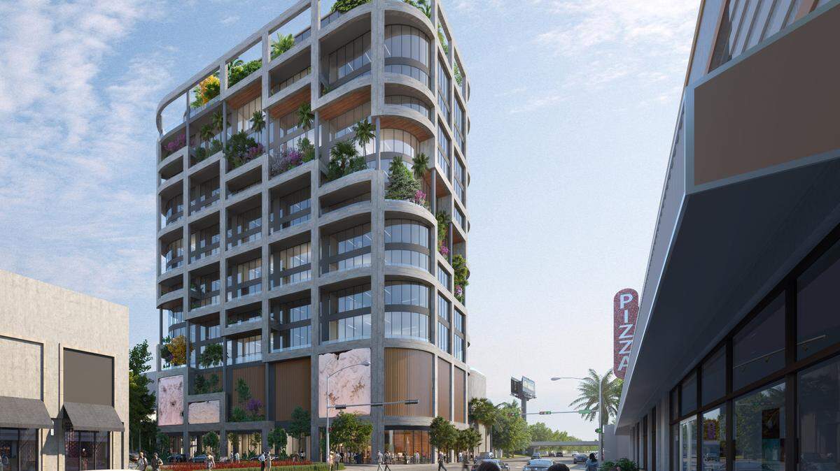 This is what The Ursa office building will look like when it’s finished in the Miami Design District in fall of 2024. (Rendering from Dacra)