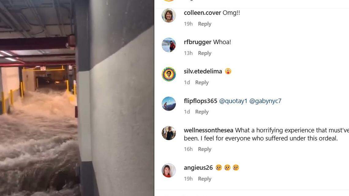 Soggy situation at the garage at 200 S. Andrews Ave., in downtown Fort Lauderdale during historic rains April 12, 2023/Instagram