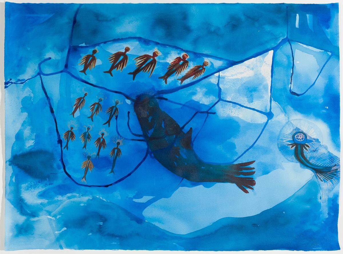 Maria Magdalena Campos Pons’ 2019 watercolor, “Floating between Temperature Zones,” is part of the show “In the Mind’s Eye: Landscapes of Cuba” at the Frost Museum of Art FIU.