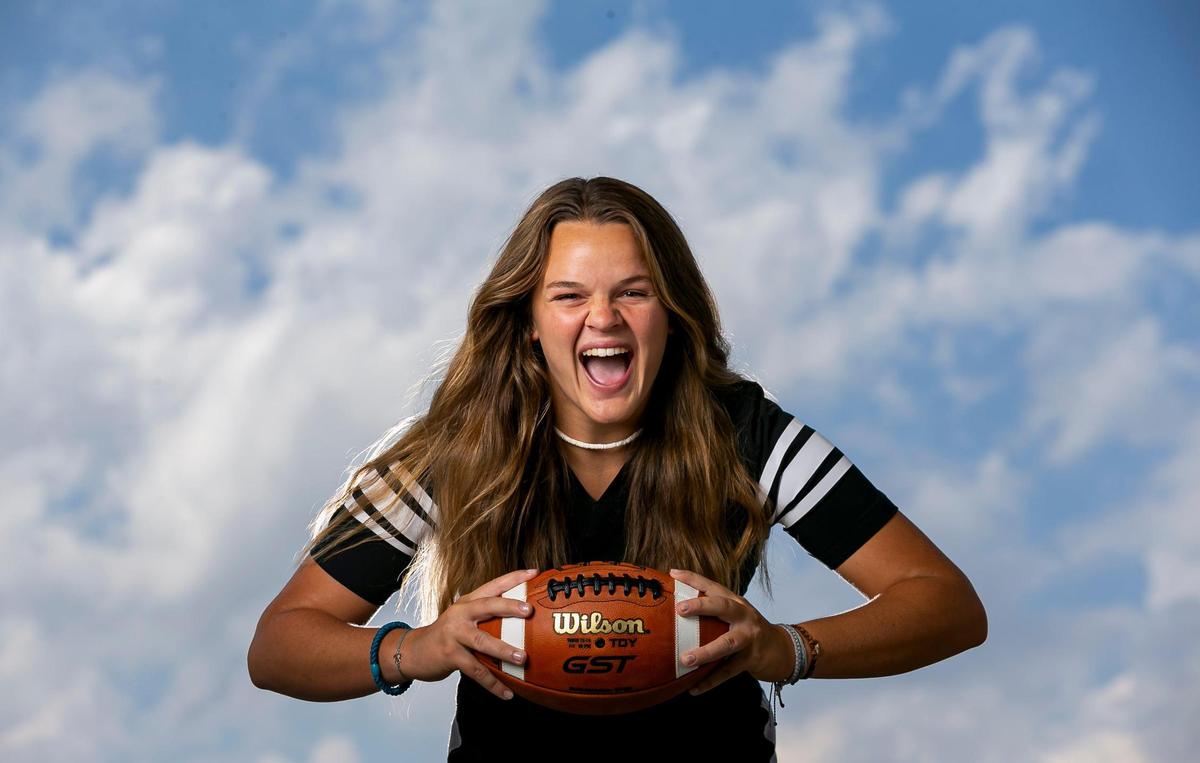 Broward Flag Football Player of the Year Sydney Ford, from Western High School, is photographed at Brian Piccolo Park in Cooper City, Florida on Tuesday, May 17, 2022.