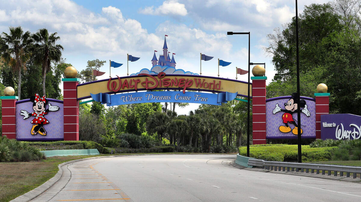 In this file photo, an empty entrance on Western Way as Walt Disney World could host NBA teams for a conclusion of the regular season.