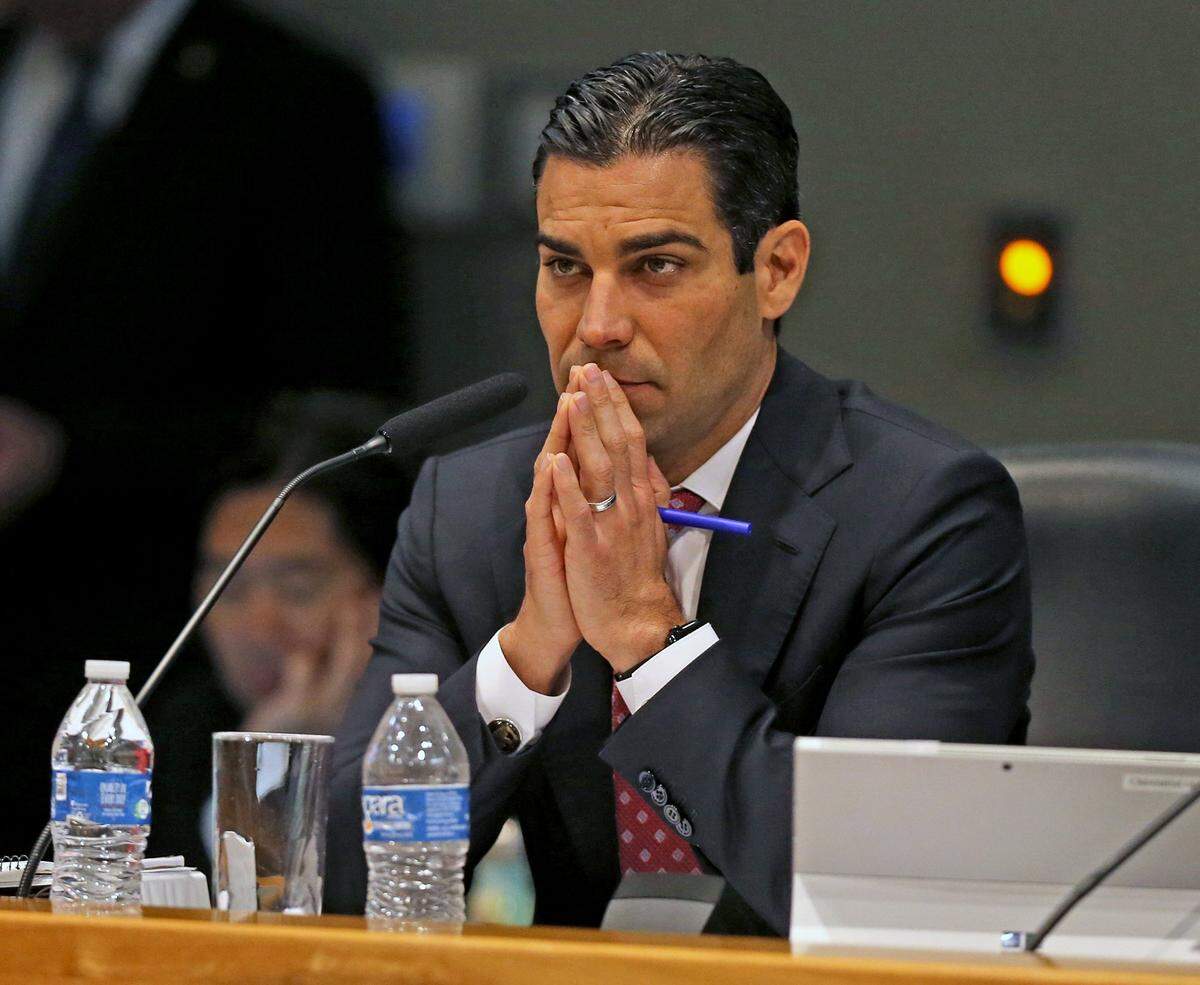 City of Miami Mayor Francis Suarez at the City of Miami commission meeting in Miami, Florida, Thursday, January, 9, 2020.