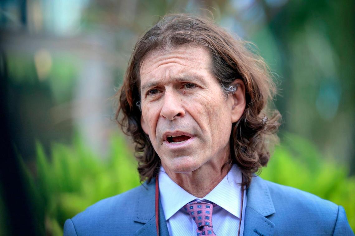Defense Attorney Howard Srebnick speaks to the media after the bond hearing for Alon Alexander, at the C. Clyde Atkins United States Courthouse, 301 North Miami Avenue in Miami, Florida on Friday, January 3, 2025. The Alexander brothers Alon and Oren, who are charged with sex trafficking, attended the hearings today.