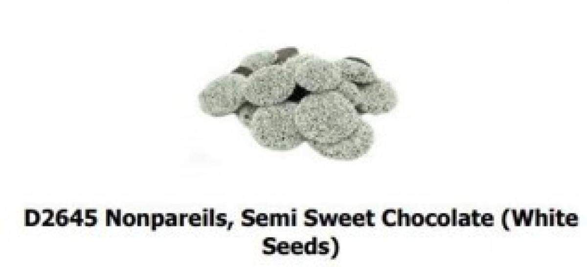 Weaver Nut Company’s Semi-Sweet Chocolate Nonpareils with White Seeds