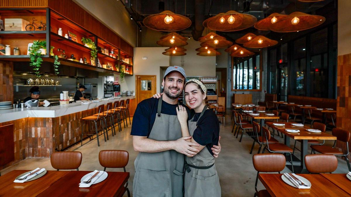 The husband-and-wife team Juan Manuel Umbert and Janice Buraschi from Lima, Peru, the chef/owners of Pasta, at their Wynwood restaurant.